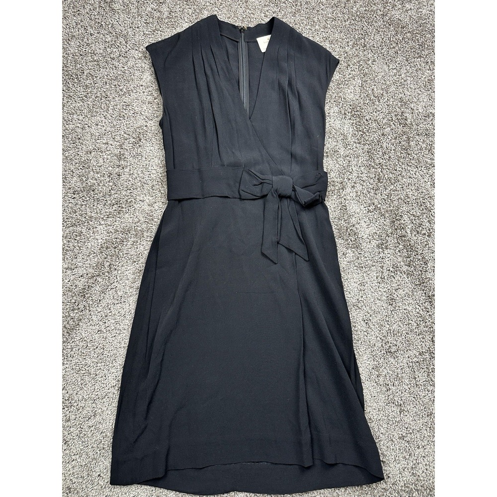 Kate Spade Womens Dress Size 2 Black Bow Waist V Neck Cocktail Career Old Money - Picture 2 of 12